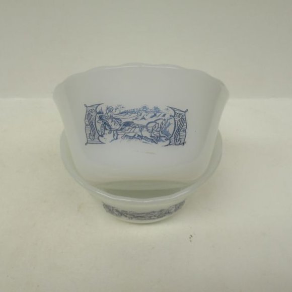 2-Glasbake CURRIER and IVES 3 3/4 Inch Custard Cups or Dessert Bowls - Picture 2 of 4